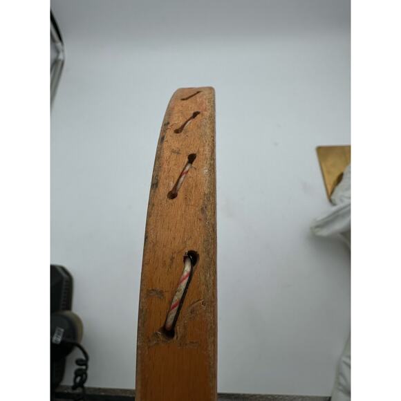 Vtg wood tennis racquet Don Budge leather collectable Airbnb Staging decor VRBO - Picture 14 of 15